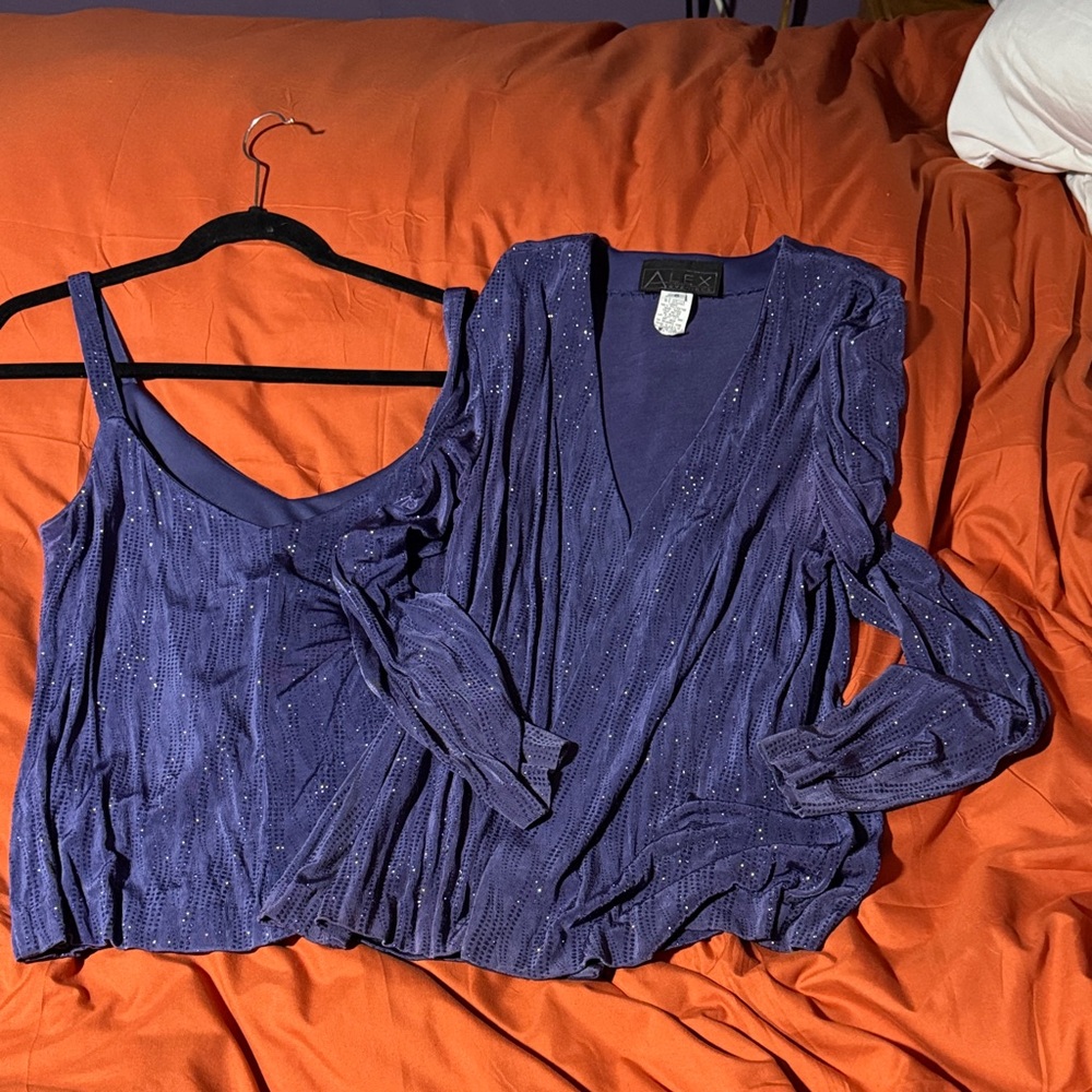 Alfani Women's Sparkling Purple Blouse Set